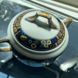 Antique Czech bone china  Lidded  sugar Bowl